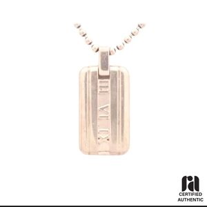 Tiffany & Co. Silver Roman Numeral Dog Tag Pendant Necklace